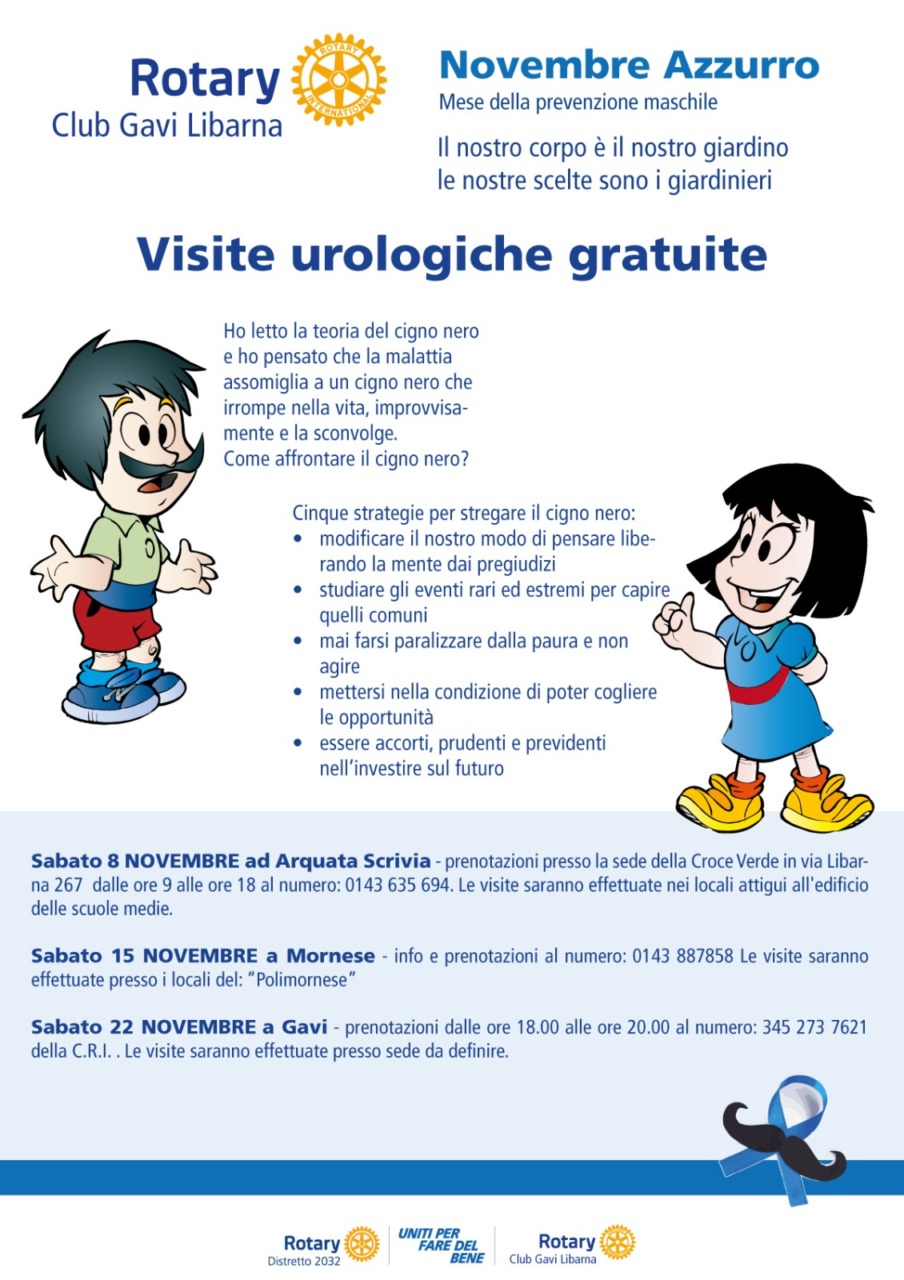 Arriva il “Novembre Azzurro”: visite urologiche gratuite grazie al Rotary Club Gavi Libarna