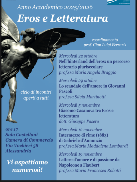 Alessandria, dal 22 ottobre il ciclo di incontri “Eros e Letteratura”
