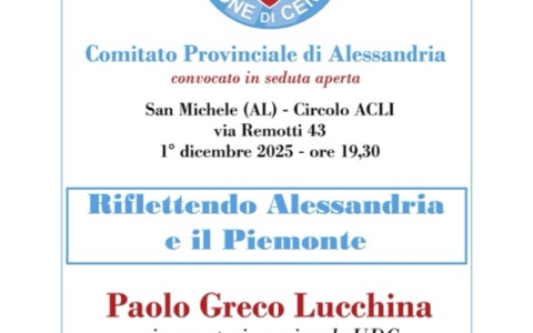 San Michele, lunedì il convegno dell’UDC “Rifletendo Alessandria e il Piemonte”