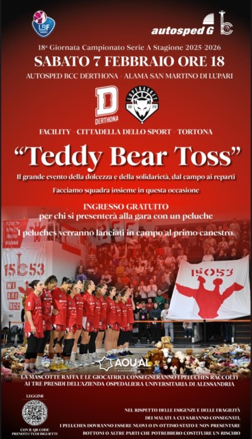 BCC Derthona Basket lancia il Teddy Bear Toss: sport e solidarietà in campo a Tortona