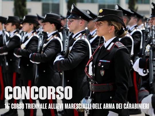 Al via il 16° concorso per il reclutamento di 898 allievi Marescialli dei Carabinieri