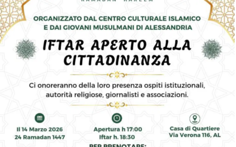 Ramadan: sabato 14 marzo ad Alessandria cena Iftar aperta alla cittadinanza
