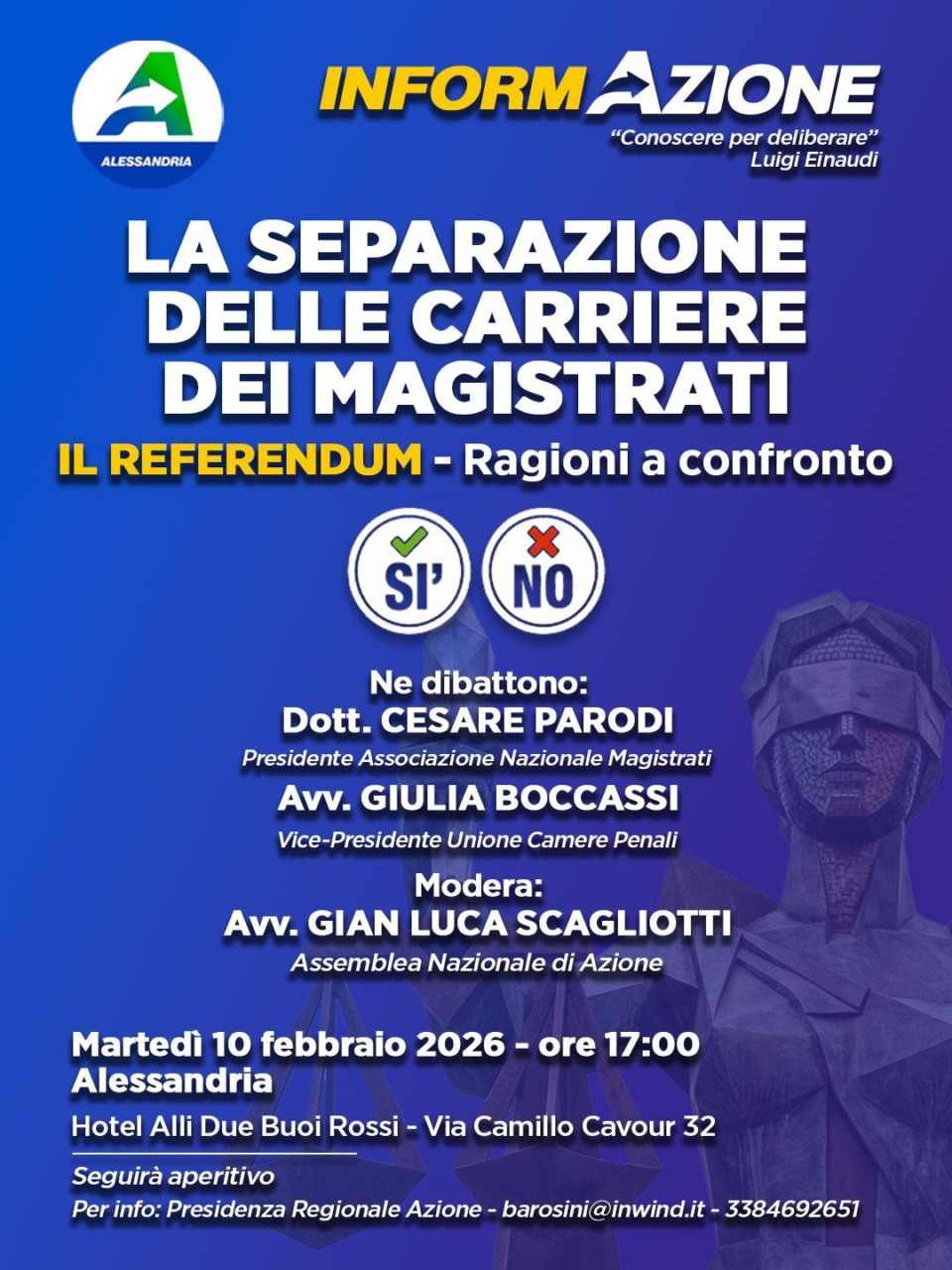 Separazione delle carriere dei magistrati, confronto pubblico ad Alessandria
