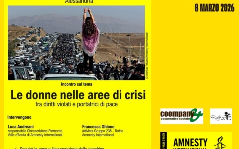 Alessandria, incontro di Amnesty International Piemonte-VdA sulle donne nelle aree di crisi