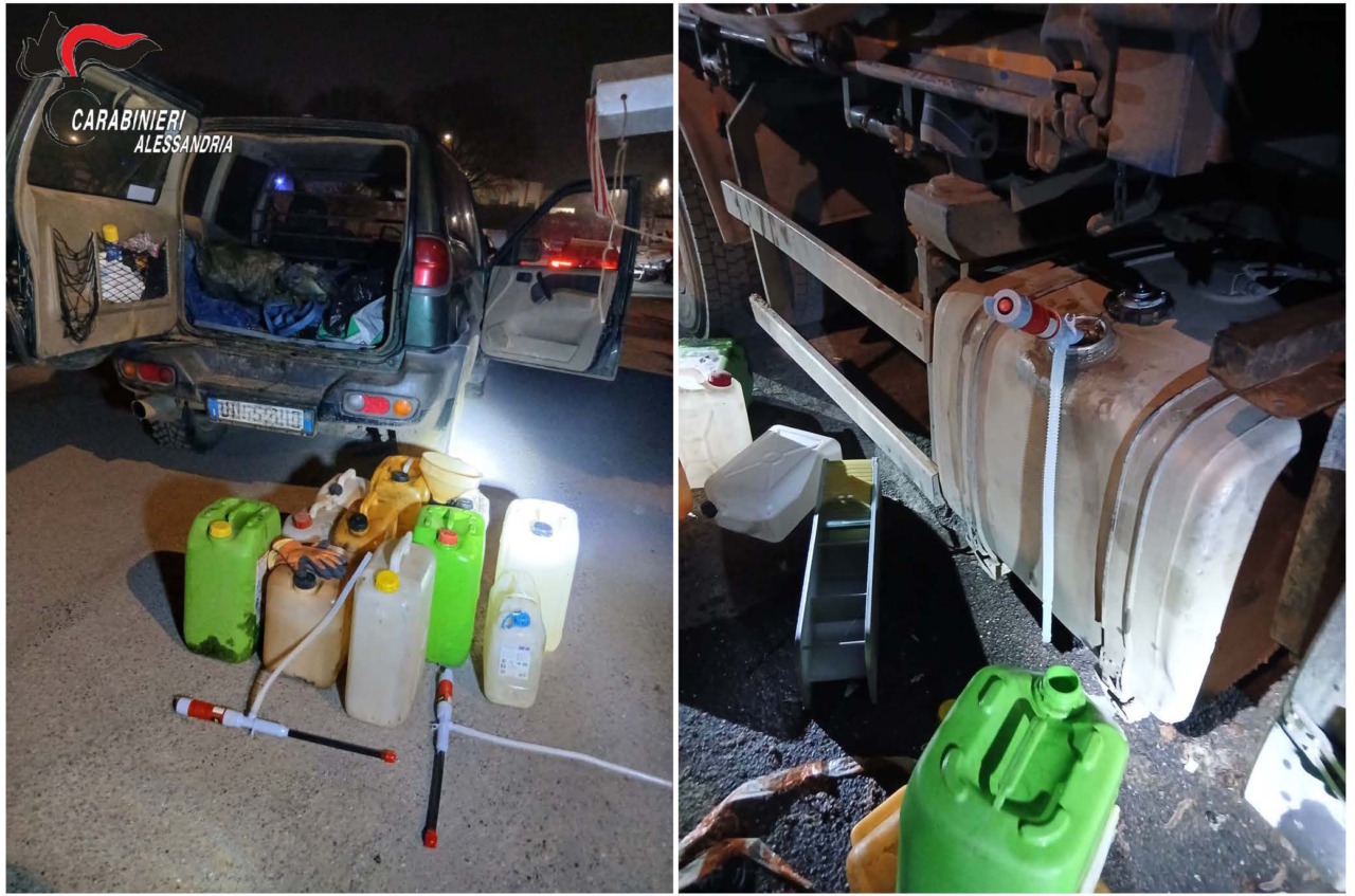 Sorpresi a rubare gasolio da alcuni autocarri in sosta: due arresti ad Alessandria