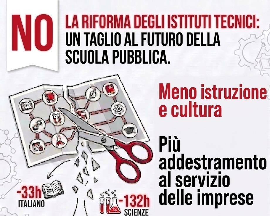 Istruzione tecnica, Flc Cgil contro la riforma: “La scuola non è una filiera produttiva”