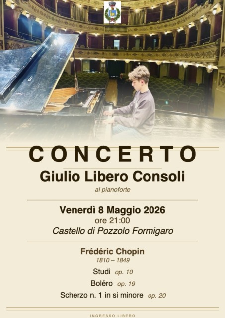 Giovane talento del pianoforte in concerto al Castello di Pozzolo Formigaro