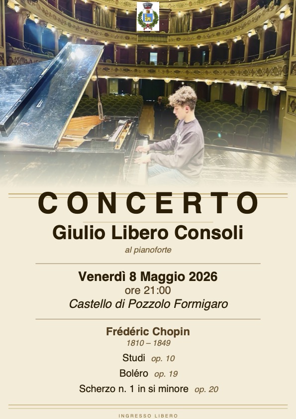 Giovane talento del pianoforte in concerto al Castello di Pozzolo Formigaro