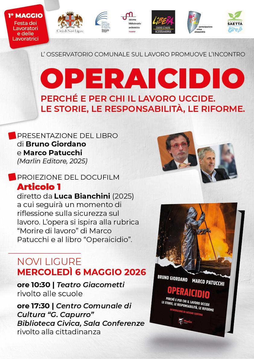 “Operaicidio”, a Novi Ligure una giornata di riflessione sulle morti sul lavoro