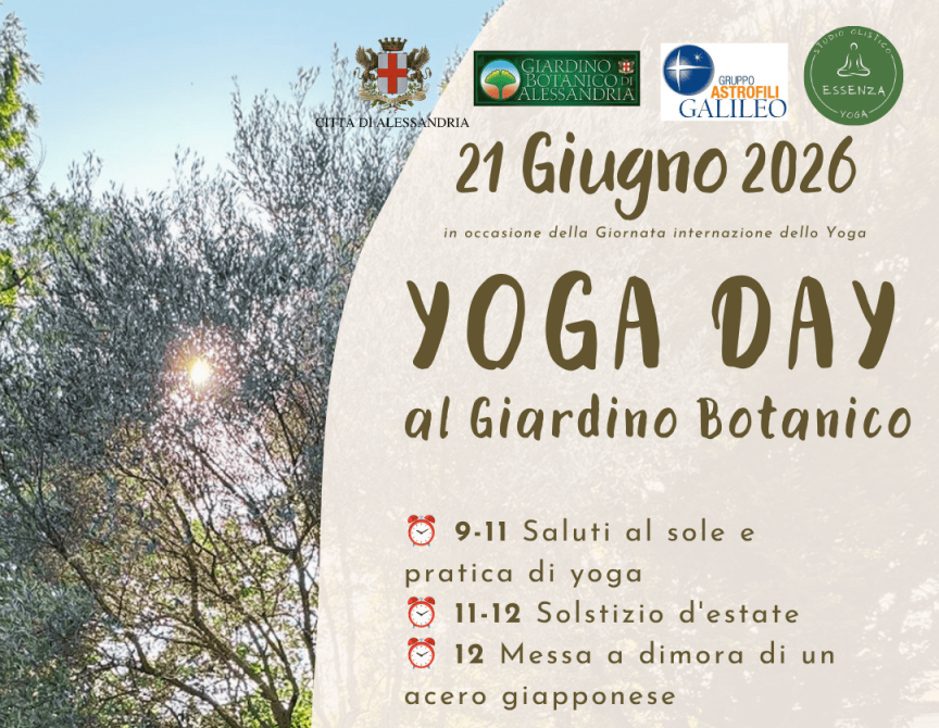 Domenica 21 giugno “Yoga day” al giardino botanico di Alessandria