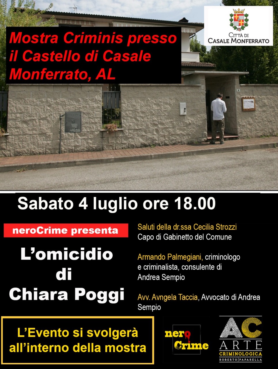 A Casale Monferrato l’incontro “L’omicidio di Chiara Poggi” con Nero Crime