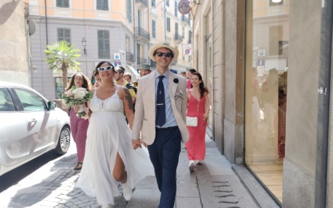 Alessandria in festa per il matrimonio di Federica e Beniamino